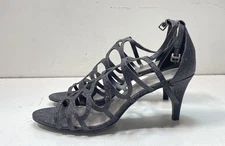 Coach And Four Women's Black Glitter Strappy Sandals High Heels Size 10