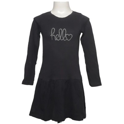 H&M, Kleid, Größe: 110/116, Schwarz, Baumwolle, Print, Mädchen #iaB