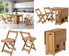 Butterfly Drop Leaf Dining Set with 4 Chairs Extending Waxed Pine Dining Table
