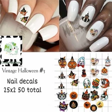Vintage Halloween Waterslide Nail Art Decals Set Of 50 Instructions & Bonus KC