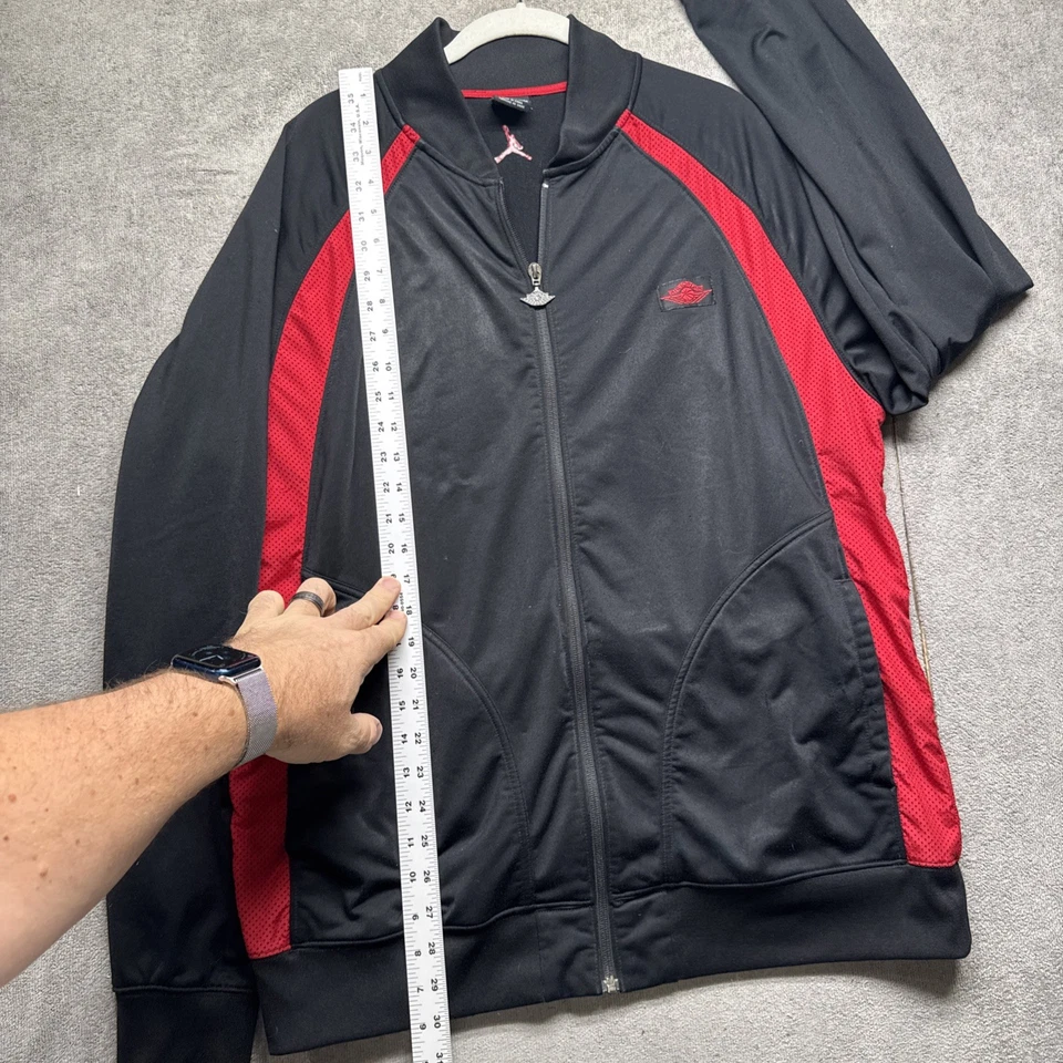 Air Jordan Nike Warm Up Track Jacket Black Red Trim Zip Front Men’s XL - Image 4 of 4