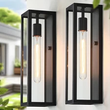 16'' Black Outdoor Wall Lighting Fixtures Exterior 2-Pack, Waterproof Large Fron