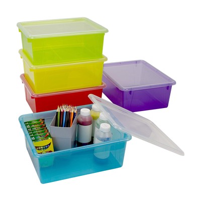 Letter Size Deep Storage Tray   Organizer Bin with Non-Snap Lid for Classroom...