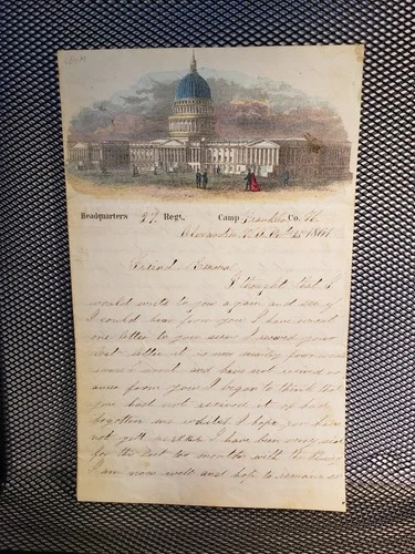 1861 Civil War Soldgier's letter on patriotic stationary