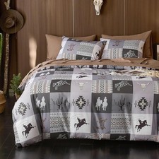- Western Comforter Set, Southwestern Aztec Country Style with Rustic Ranch V...