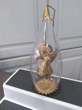  VINTAGE RESL LENZ WESTERN GERMANY FOIL ANGEL IN GLASS ORNAMENT 6.25" LOT OF 8