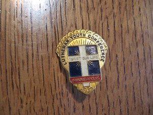 vtg Lutheran youth conference 1937 Lapel Pin badge Greenduck Minneapolis Mn.
