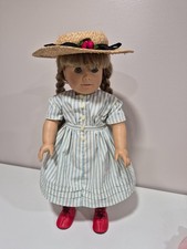 American Girl Kirsten Summer Dress Straw Hat Red Boots Retired 18" Doll Outfit
