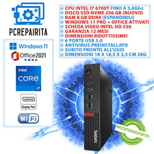 LENOVO MINI PC FISSO COMPUTER INTEL  I7 8GB RAM 256GB SSD WIN 11 RICONDIZIONATO