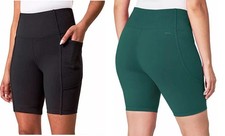 Mondetta High Waist 8" Women's Compressive Bike Shorts Ribbed Pockets: Size S