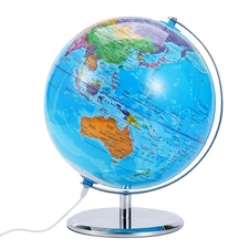 3D World Globe Large Earth Ocean Rotating World Map Geography w/ Stand Desktop
