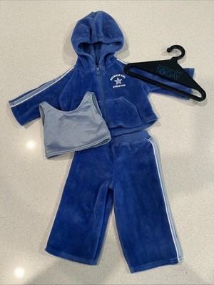 American Girl Doll Outfit VELOUR SWEATSUIT Blue 18'' Doll EUC