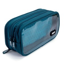 Half Half Pencil Case, 3 Compartment Zipper Pouch for School, Stationery Ba...