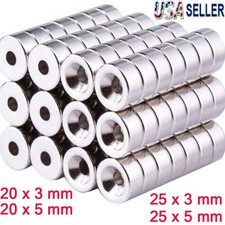 10-80Pcs Strong Round Disc Magnets Ring Hole Rare Earth Neodymium Magnet 25x5mm