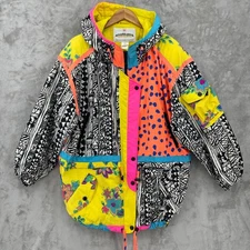 Obermeyer Vintage 90s Women's 14 Vaporwave Colorful Nylon Ski Snowboard Jacket