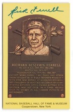 Rick Ferrell  Signed HOF Plaque Postcard Hall Of Fame Auto Cardinals Red Sox 