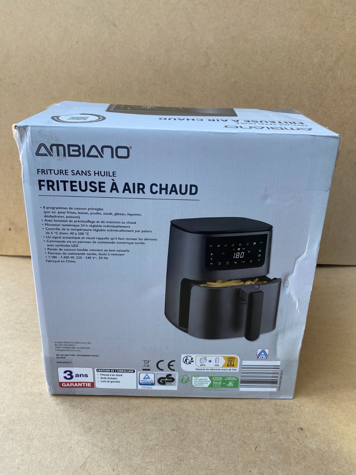 friteuse air chaud ambiano – vue détaillée