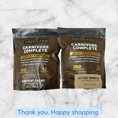 FOR 2 PaleoPro Carnivore Complete 1lb Ancient Cacao + Aztec Vanilla NEW SHIPPING