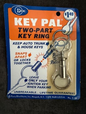 Vintage KEY PAL Perry Blackburne PBEE Two Part Key Ring Pull-Apart Keychain NOS