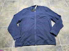 Alfani Men's Pique Knit Bomber Jacket sweater Neo Navy zip front texture 2XL