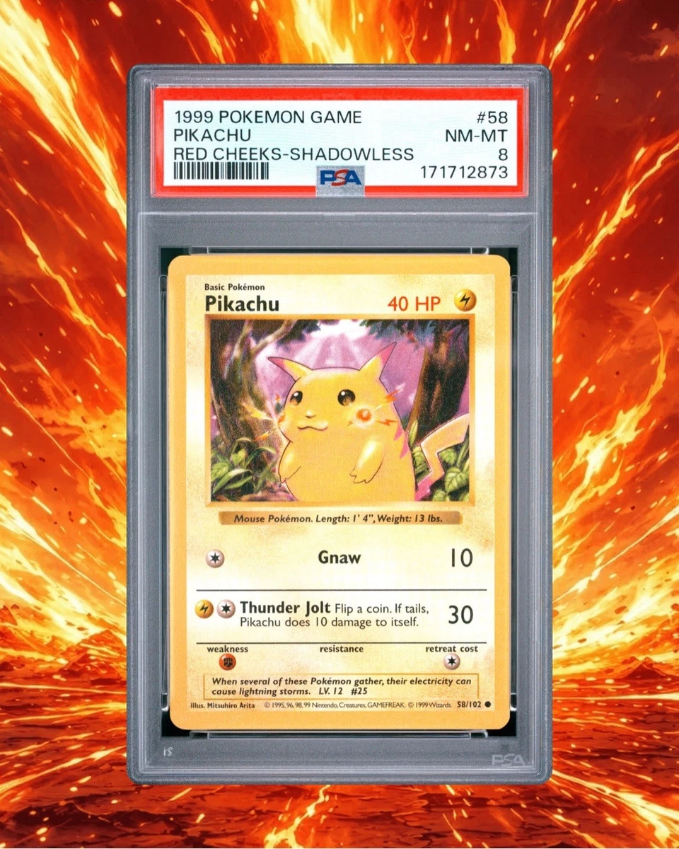 25+ Pokémon TCG Base Set Pikachu Grade 8 Individual Collectible