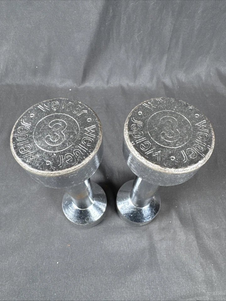 ✨Juego de pesas vintage Weider cromadas par de mancuernas de 3 lb (6 lb en total) atornilladas Foto 3 de 4