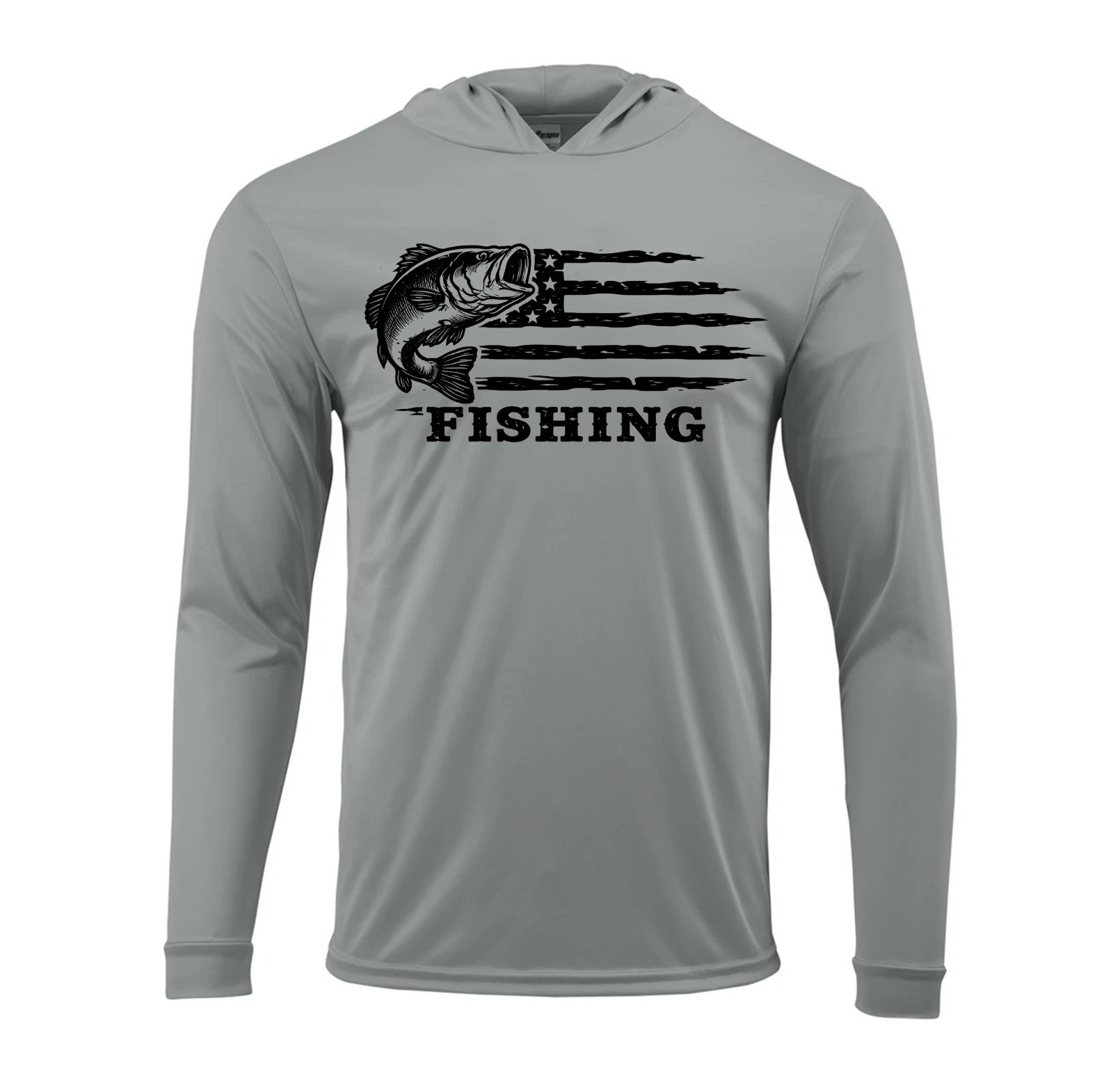 American Flag Bass UV Protected UPF 50 Long Sleeve Fishing Boat Water Sport Hood