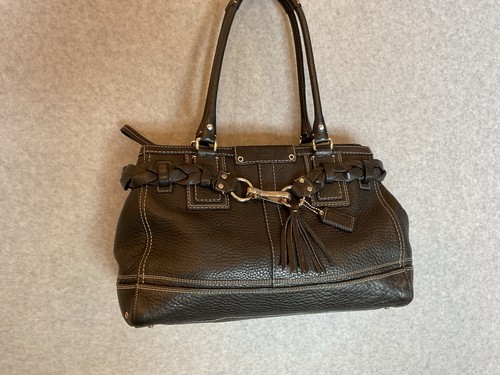Vintage Coach Hamptons 13087 Satchel Handbag Purse Pebbled Leather Black Braided by Coach, $81.18 - Photo 6