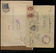 Czechoslovakia    2  covers  to  Austria   post  war  censors      KEL 0106
