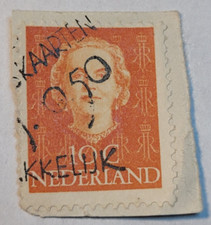 Netherlands Postage ~ Queen Juliana ~ Orang 10₵ Stamp ~ Cancelled ~ 1949 ~ A3