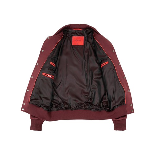 $3800 ISAIA NAPOLI Burgundy Satin Bomber Jacket Wool & Silk 38 US / 48 EU - Picture 4 of 9