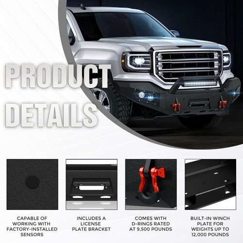 Hammerhead 600-56-0715 GMC Sierra 1500 2016-2018 Front Non-Winch Bumper - Foto 9