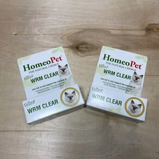 Lot of 2 HomeoPet Feline Wrm Clear 450 Drops per Bottle  15 mL