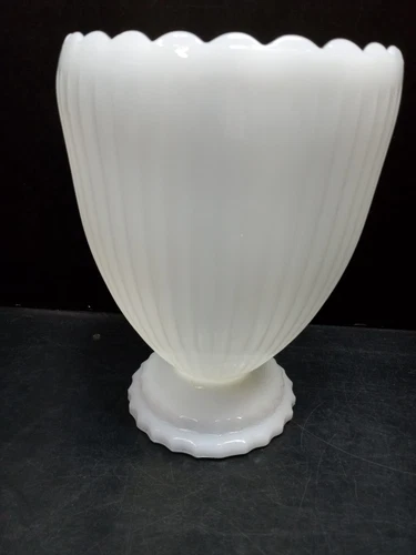 MCM Vintage E. O. Brody Cleveland Ohio Milk Glass Footed Vase Numbered 1188