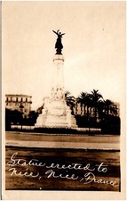 Monument du Centenaire Statue Erected in Nice France 1920s RPPC Postcard AZO