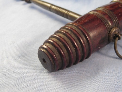 VICTORIAN ANTIQUE FRUIT WOOD STEEL ENGLISH CORKSCREW BRUSH WINE BOTTLE c1840s - Picture 15 of 15