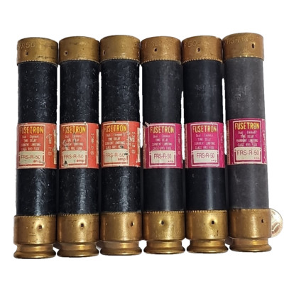 Lot of 6 Cooper Bussmann Fusetron FRS-R-50 600V 50A Time Delay Fuse ...