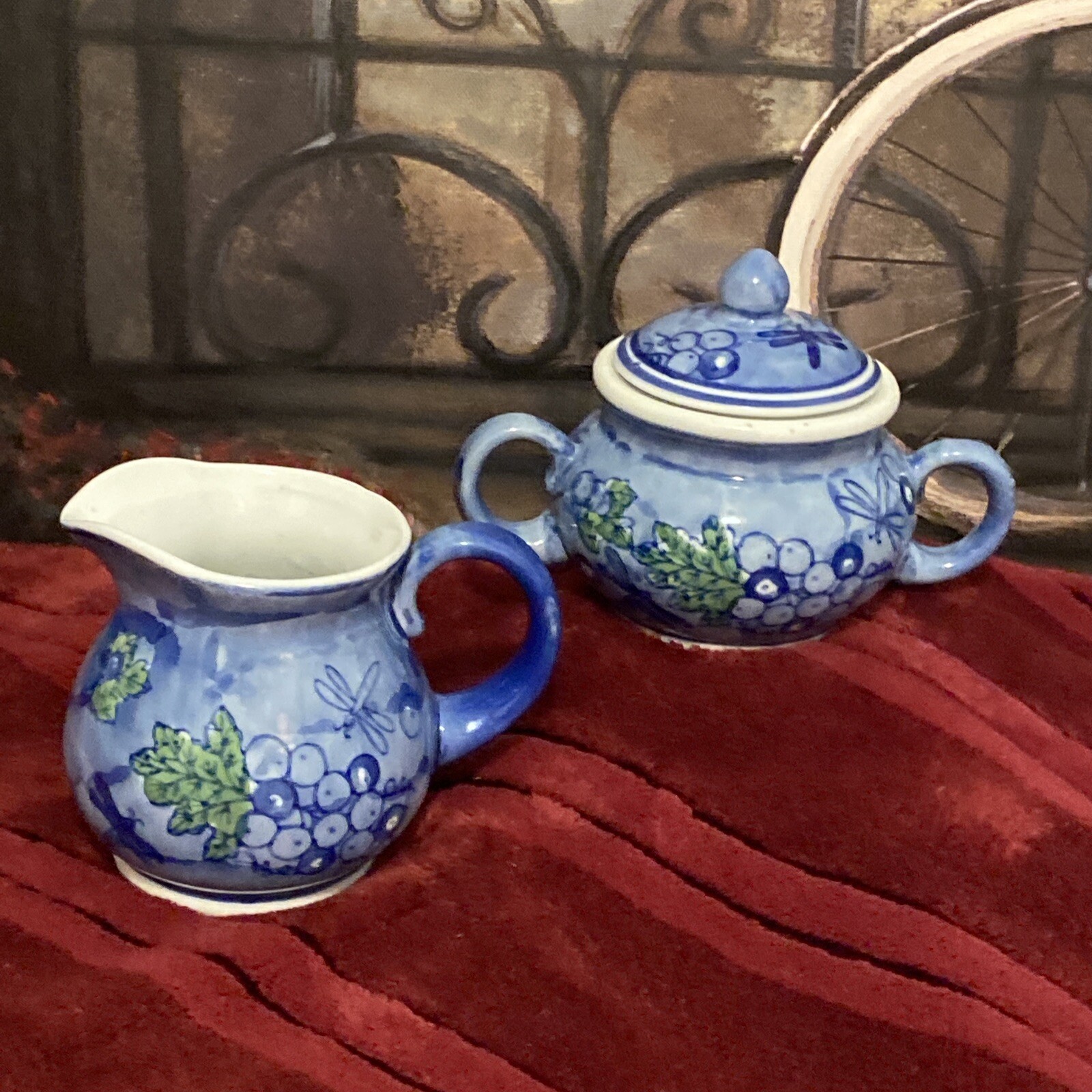 vintage April Cornell creamer and sugar bowl with lid eBay