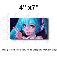 Hatsune Miku Waifu Peace Sign Vinyl Decal Sticker Waterproof Decal Anime Girl