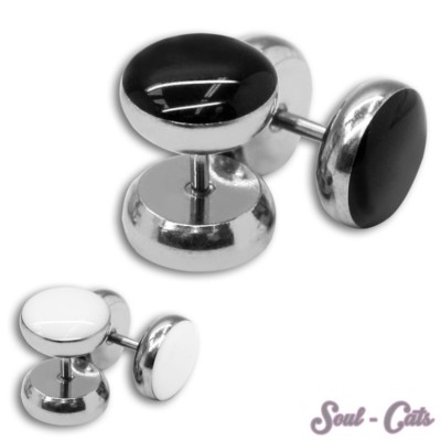 2x10mm Fakepiercing schwarz weiß Fakeplugs Print Fakes Plugs Ohrstecker 