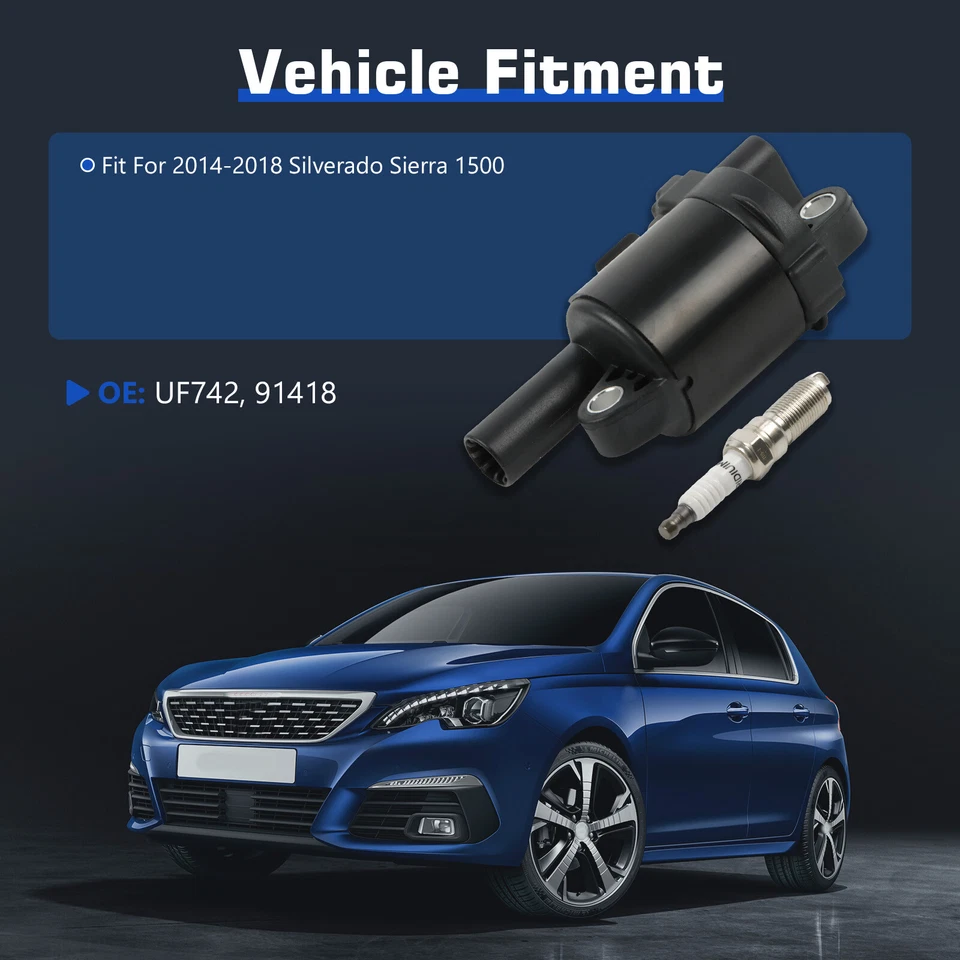 8 Round For 2015-2019 Chevrolet Suburban 5.3L V8 Ignition Coil & Spark Plug - Image 2 of 4