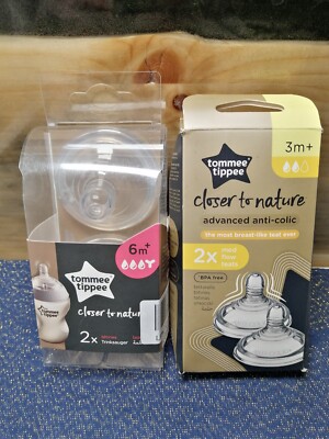 Tommee Tippee Closer to Nature Baby Bottle Teats, Anti-colic valve, Soft Silicon