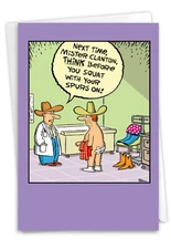 1 Funny Get Well Greeting Card with Envelope - Spurs Squat, For Him