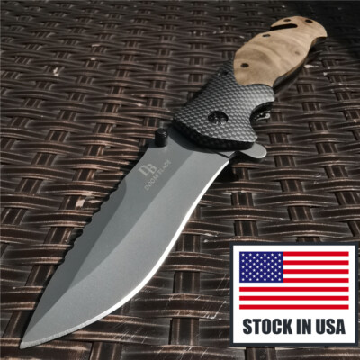 Pocket 8cr15mov Blade Wood Handle Folding Knife Hunting Tactical Outdoor Knives