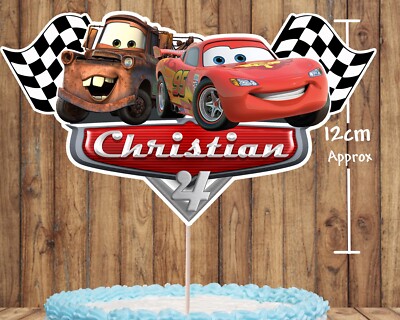 Cars Lightning McQueen Mater Cake Topper Name Age 280gsm