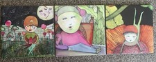 Decorative Ceramic Tiles Set 4 x 4 Coasters/Wall Art Set Of 3 Whimsical Surreal
