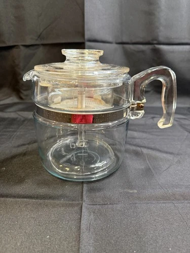 Pyrex 7756-B Vintage Glass 6-Cup Percolator Coffee Pot Complete Set