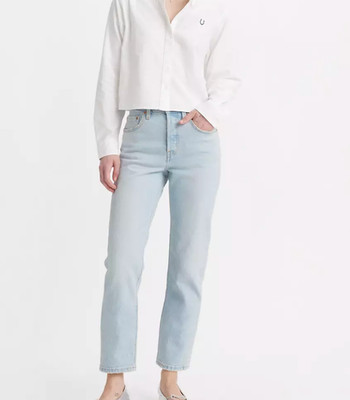 New 28x26 Levi's 501 Original Fit Cropped Jeans Stepped Away - Blue