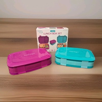 Bentgo Fresh Brotdose Paket 2er Pack in Lila/Türkis und Blau/Türkis Farbe Neu