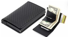 Slim Minimalist RFID-Blocking Leather Card Wallet, Holds Multiple Cards, Pocket